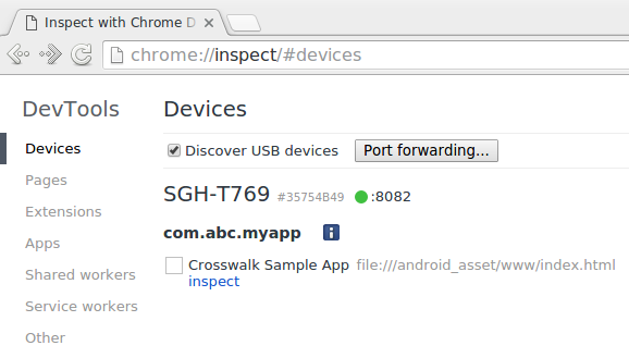Debugging a Crosswalk application in Chrome