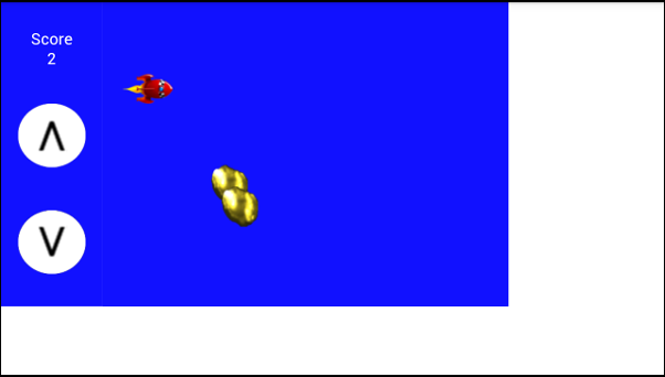 space dodge game in fullscreen, landscape orientation